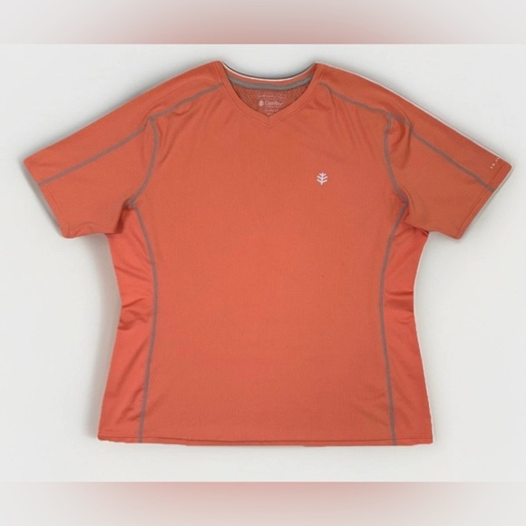 Coolibar Tops - Coolibar UPF 50+ V Neck Tee Shirt Womens XXL Orange Short Sleeve Sun Protection